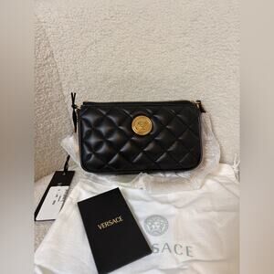 Versace Gold Medusa Head Quilted Leather Bag NWT